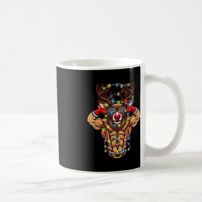 Buff Santa Reindeer Bodybuilding jul Gym Wei Kaffemugg (Höger)