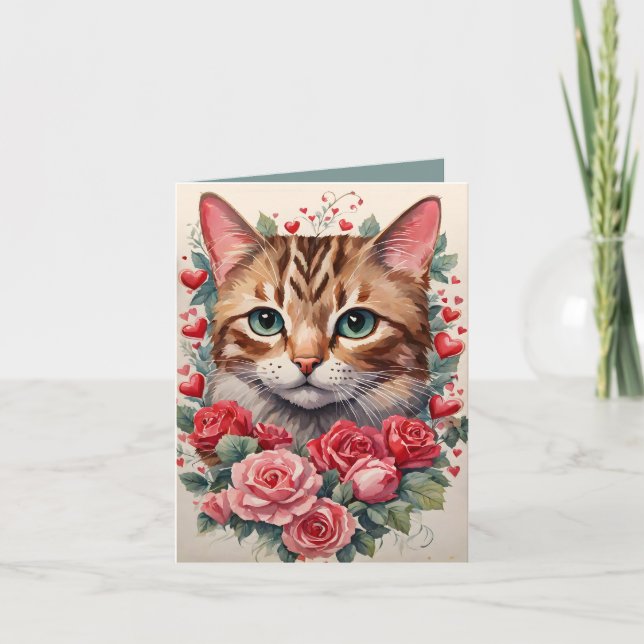 Buff Tabby katt PurrFect Valentine Card Helgkort (Framsida)