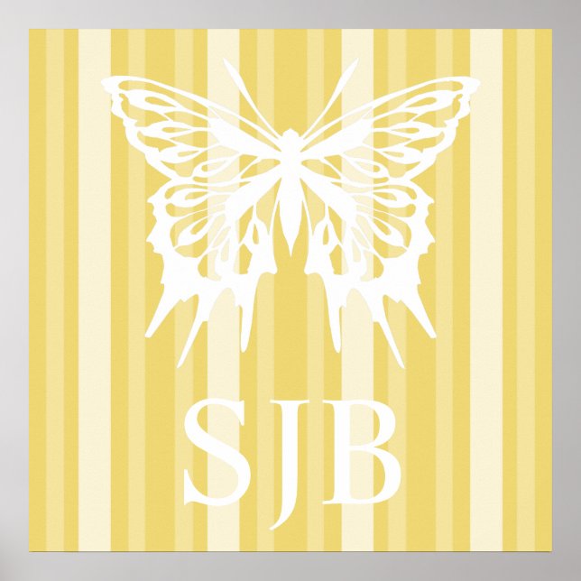 Buff Victorian Dam Rand med Butterfly Poster (Framsidan)