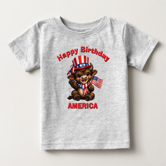 Buffalo (5ak) Patriotisk Barn T-Shirt (Framsida)
