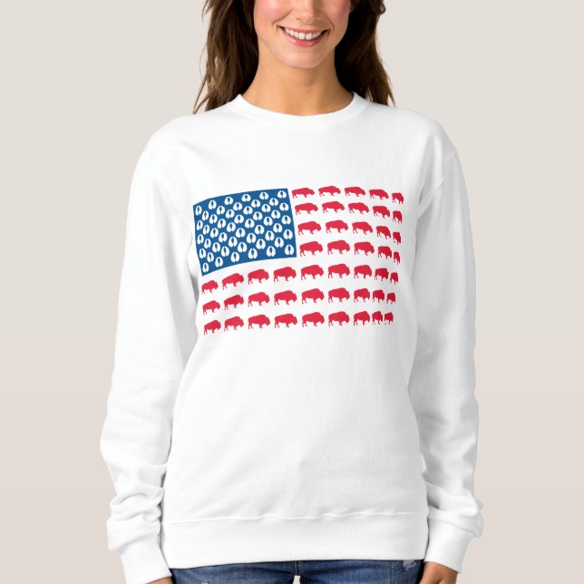 Buffalo American Flagga T Shirt (Framsida)