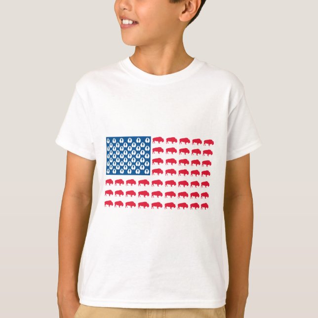 Buffalo American Flagga T Shirt (Framsida)
