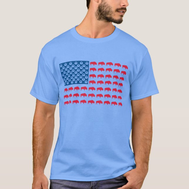 Buffalo American Flagga T Shirt (Framsida)