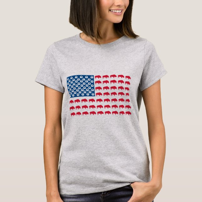 Buffalo American Flagga T Shirt (Framsida)