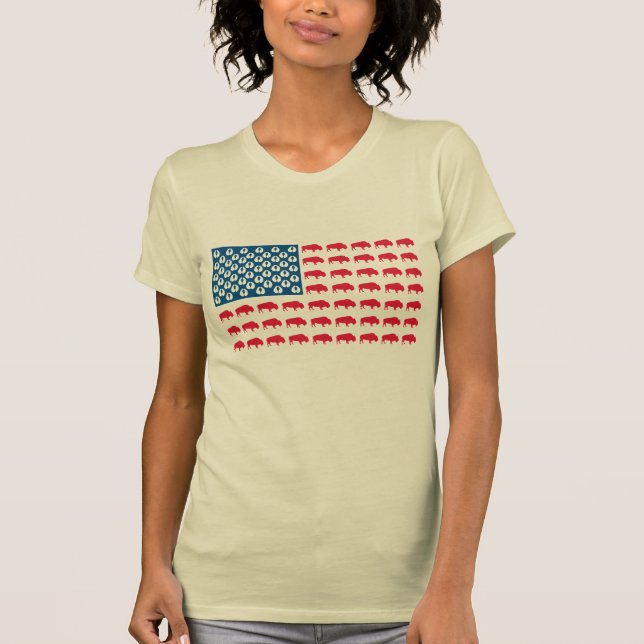 Buffalo American Flagga T Shirt (Framsida)