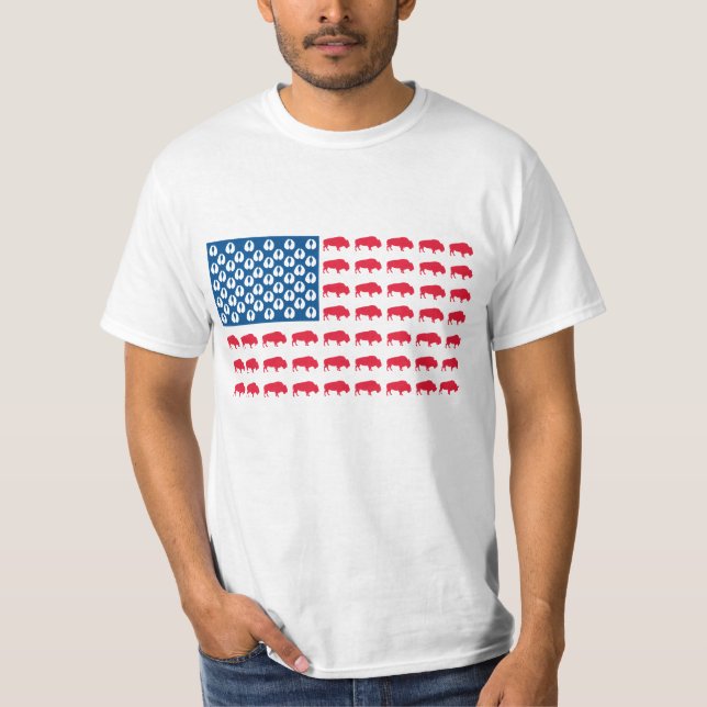 Buffalo American Flagga T Shirt (Framsida)