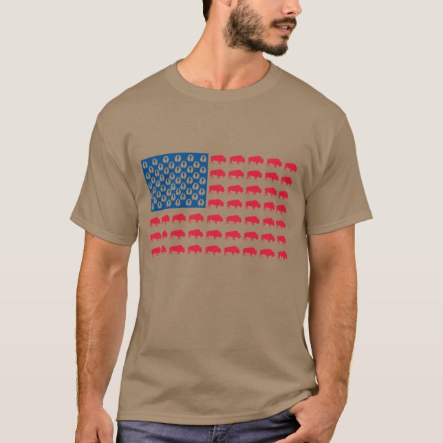 Buffalo American Flagga T Shirt (Framsida)