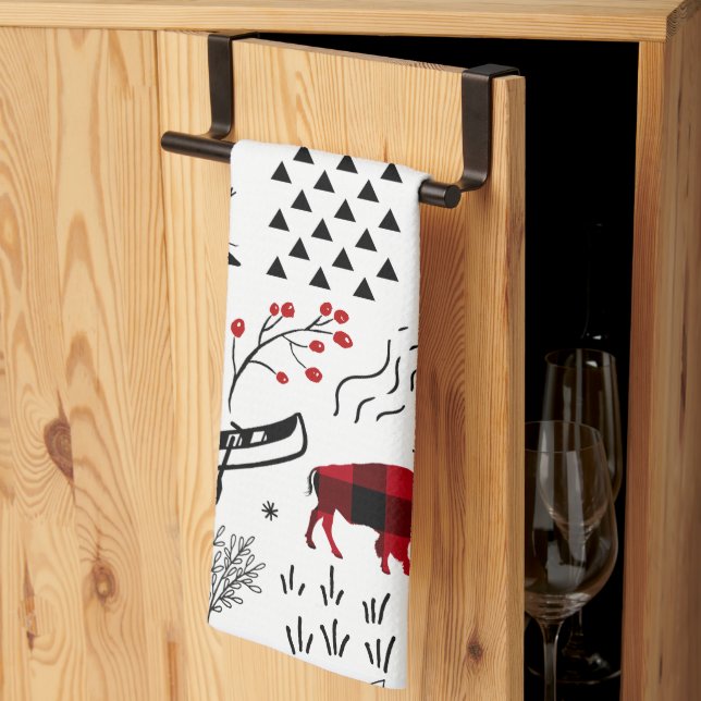 Buffalo Äventyr Black and Red Play ID599 Kökshandduk (Thirds Fold)