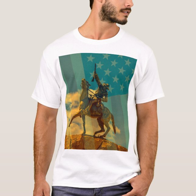 Buffalo Bill Cody statue Cody Cody, Wyoming & USA  T Shirt (Framsida)