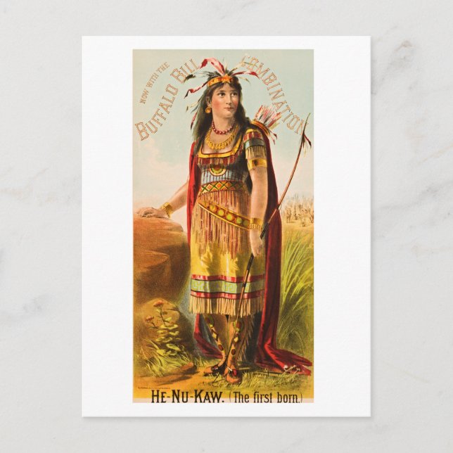 Buffalo Bill Handsomest Indian Maiden 1880-talet Vykort (Framsida)