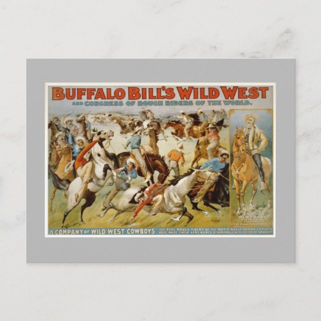 Buffalo Bill vilda western show, c1899. Vykort (Framsida)