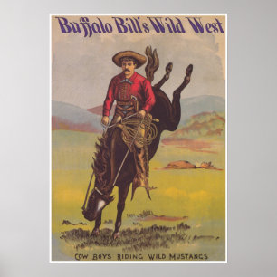 Buffalo Bill Vilda western Show Vintage affisch