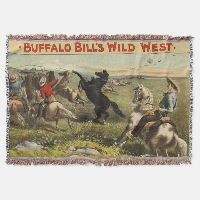 Buffalo Bill Wild West Cowboy Häst Affisch Filt (Framsidan)