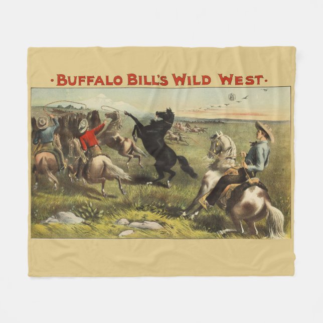 Buffalo Bill Wild West Cowboy Häst Affisch Fleecefilt (Framsidan (Horisontell))