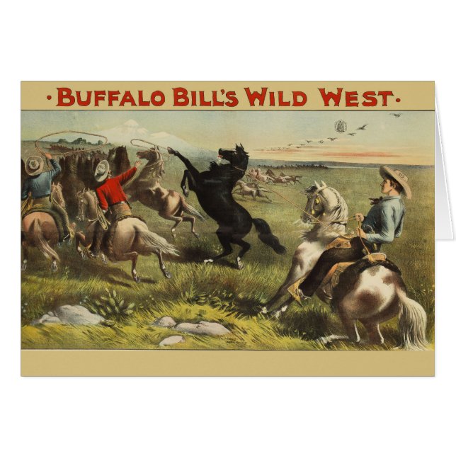 Buffalo Bill Wild West Cowboy Häst Affisch Hälsningskort (Framsidan Horizontal)