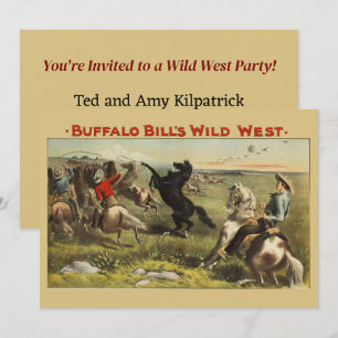 Buffalo Bill Wild West Cowboy Häst Affisch Inbjudningar