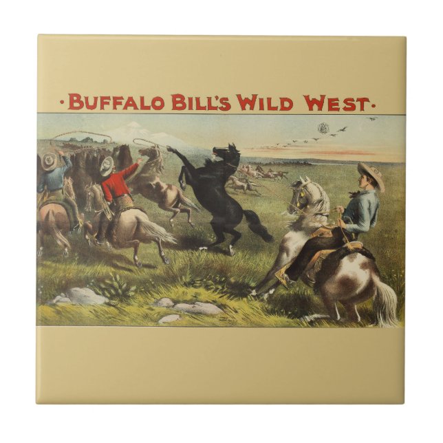 Buffalo Bill Wild West Cowboy Häst Affisch Kakelplatta (Framsidan)