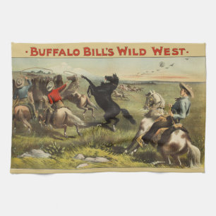 Buffalo Bill Wild West Cowboy Häst Affisch Kökshandduk