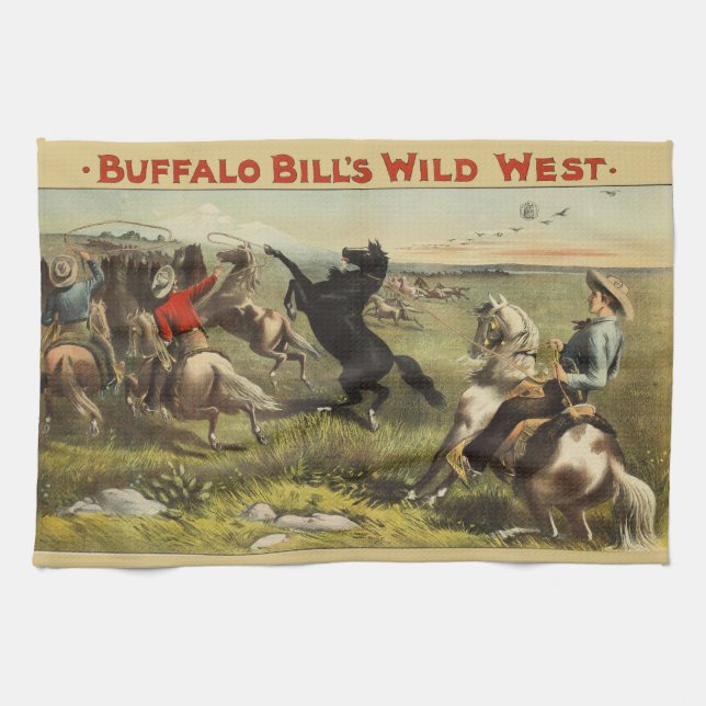 Buffalo Bill Wild West Cowboy Häst Affisch Kökshandduk (Horisontell)