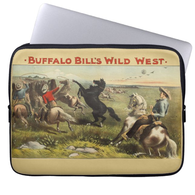 Buffalo Bill Wild West Cowboy Häst Affisch Laptop Fodral (Framsidan)