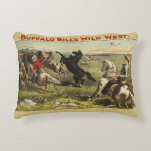 Buffalo Bill Wild West Cowboy Häst Affisch Prydnadskudde