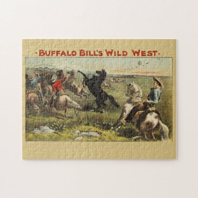 Buffalo Bill Wild West Cowboy Häst Affisch Pussel (Horisontell)