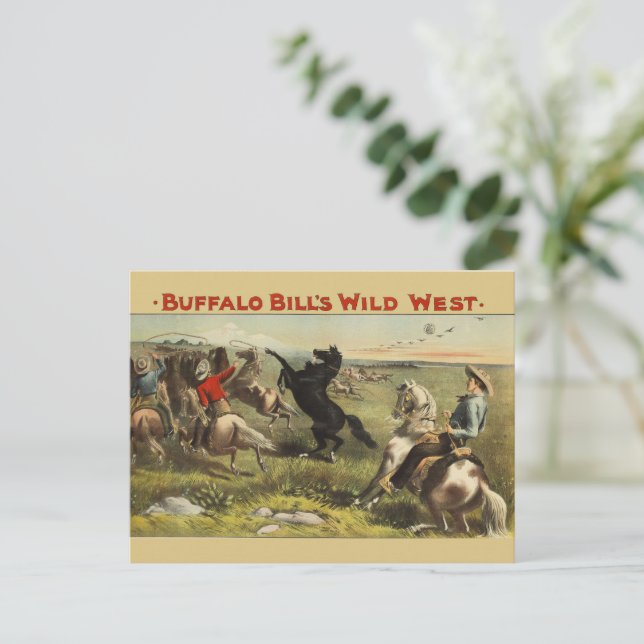 Buffalo Bill Wild West Cowboy Häst Affisch Vykort (Stående Fram)