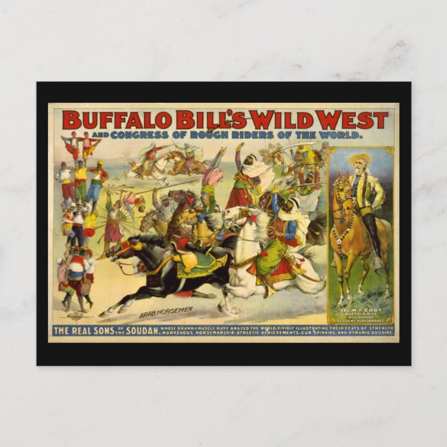 Buffalo Bill's Vilda western Cowboys Poster Vykort (Framsida)