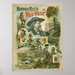 Buffalo Bill's Vilda western Show Vintage Poster