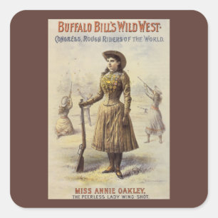 Buffalo Bills Wild West-show med Annie Oakley Fyrkantigt Klistermärke