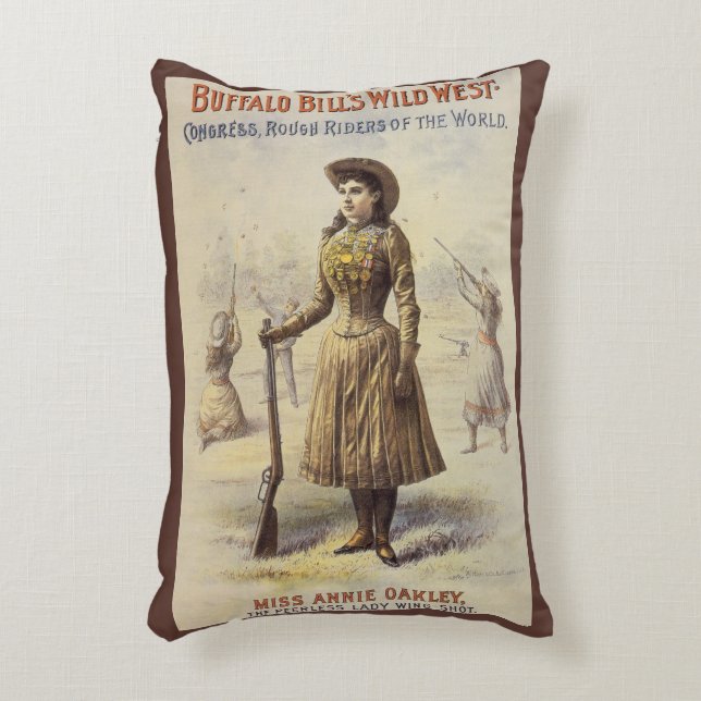 Buffalo Bills Wild West Show med Annie Oakley Prydnadskudde (Framsidan(Vertikal))