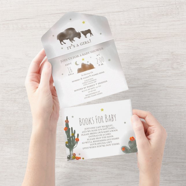 Buffalo Bison Cactus Bok Request Girl Baby Shower (Avrivbar del)