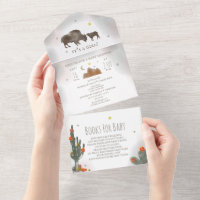 Buffalo Bison Cactus Bok Request Girl Baby Shower