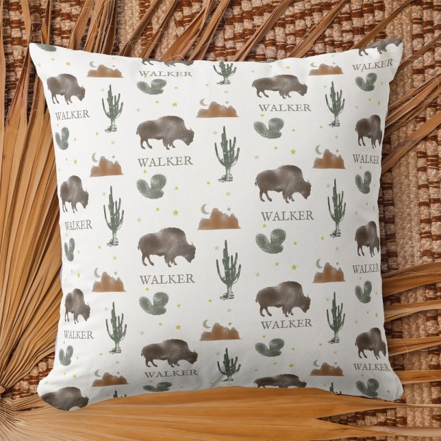 Buffalo Bison Cactus Desert Måne Kudde (Skapare uppladdad)