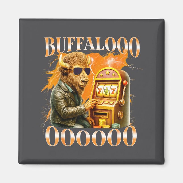 Buffalo Bison Casino Slot Machine Funny Gambling B Magnet (Framsidan)