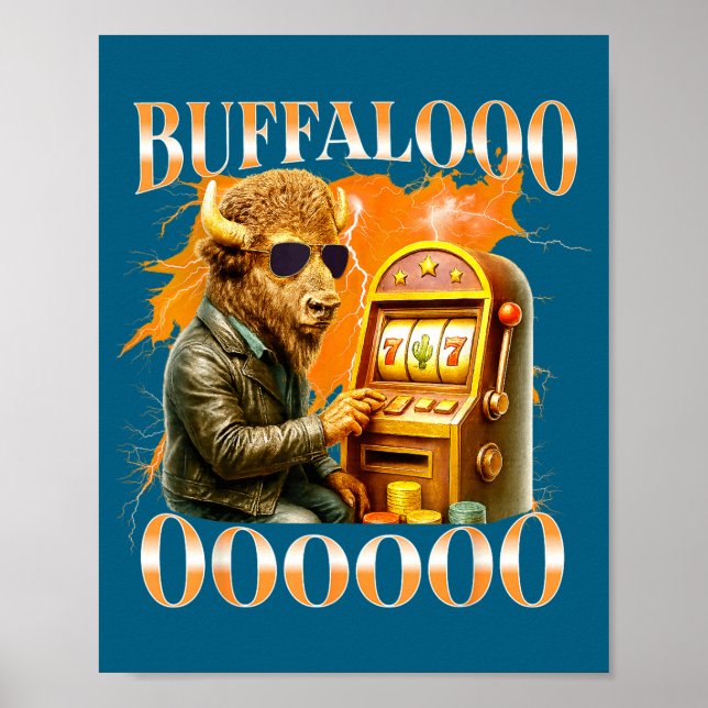 Buffalo Bison Casino Slot Machine Funny Gambling B Poster (Framsidan)