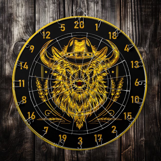 Buffalo Bison Dartboard med Cowboy Hat Darttavla (Skapare uppladdad)