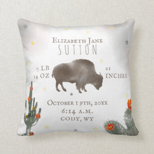 Buffalo Bison Desert Cacti Baby Birth Stats Blommi Kudde