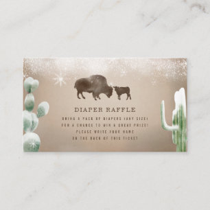 Buffalo Bison Desert Cacti Snö Baby Diaper Raffle Tilläggskort