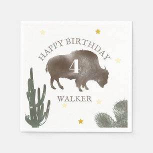 Buffalo Bison Desert Cactus Ranch Western Birthday Pappersservett