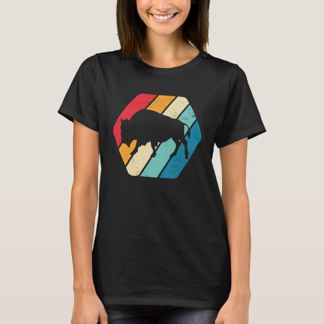 Buffalo Bison Djur Vilda Djur Retro T Shirt (Framsida)