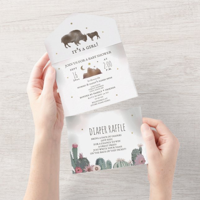 Buffalo Bison Girl Baby Shower Raffle (Tearaway)