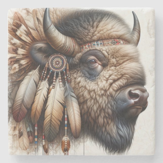 Buffalo Bison Indian Art Stenunderlägg (Framsidan)