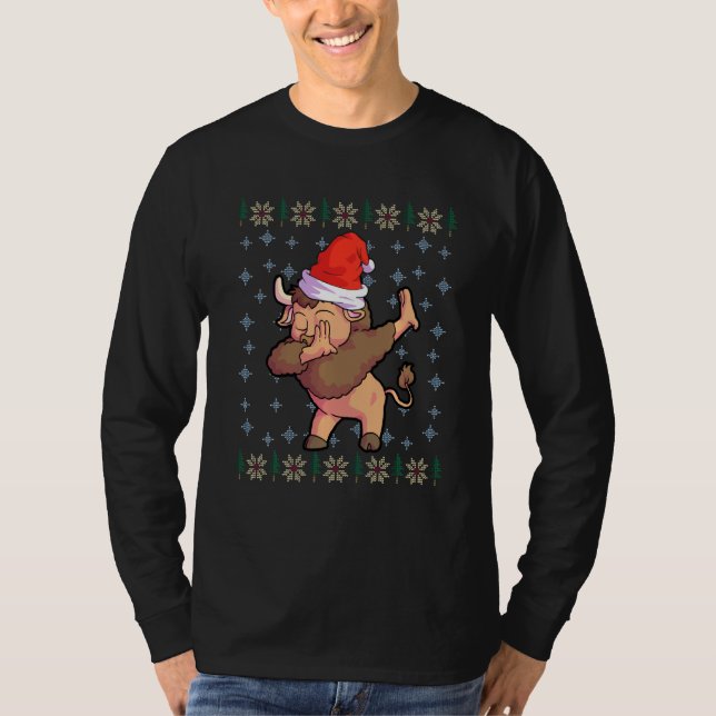 Buffalo Bison-julskeppet Santa Hat Bison T Shirt (Framsida)