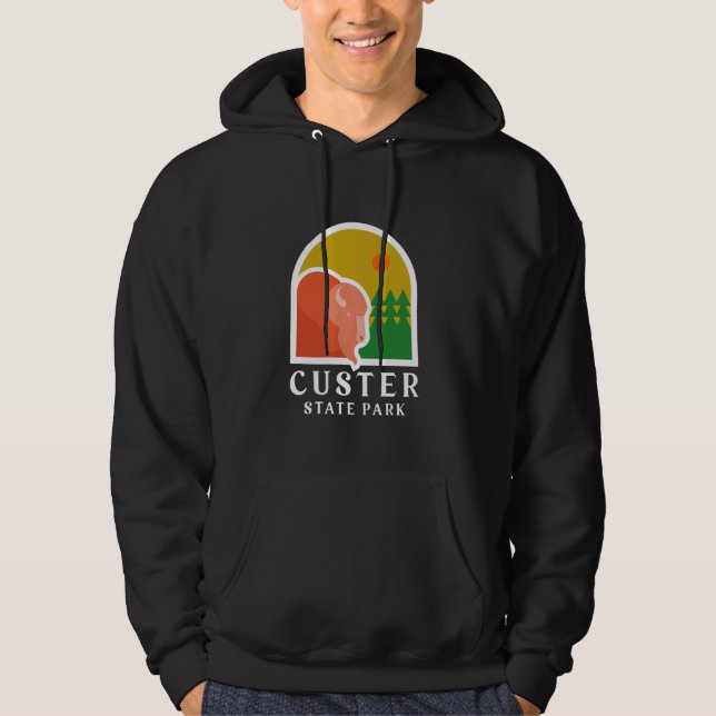 Buffalo Bison Minimal Graphic Custer State Park So Hoodie (Framsida)
