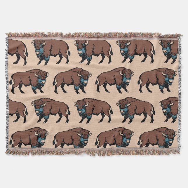 Buffalo Bison Mönster Filt (Framsidan)