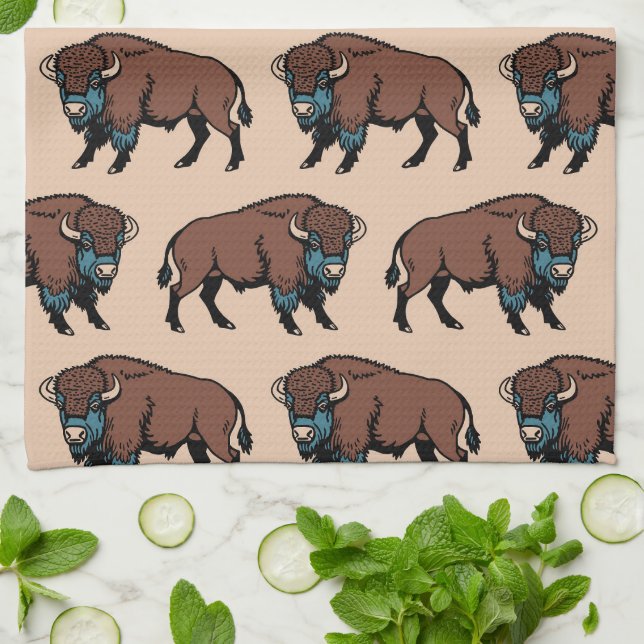 Buffalo Bison Mönster Kökshandduk (Vikta)