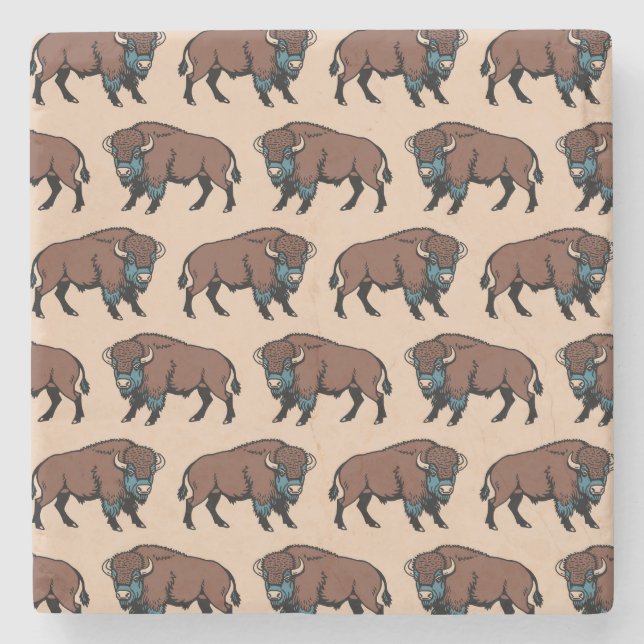Buffalo Bison Mönster Stenunderlägg (Framsidan)