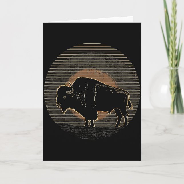 Buffalo Bison - Retro 70- och 80-tals Grafik Vinta Kort (Framsida)