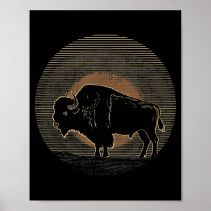 Buffalo Bison - Retro 70- och 80-tals Grafik Vinta Poster